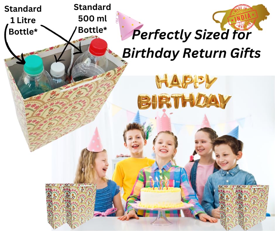IncyWincy 10-Pack Floral Gift Bags | Small Paper Goodie Bags for Birthday Party Favors, Wedding Favors, Baby Shower Gifts | Rainbow Treat Bags 25x20x10cm | Perfect for Candy, Small Toys & Party Favors