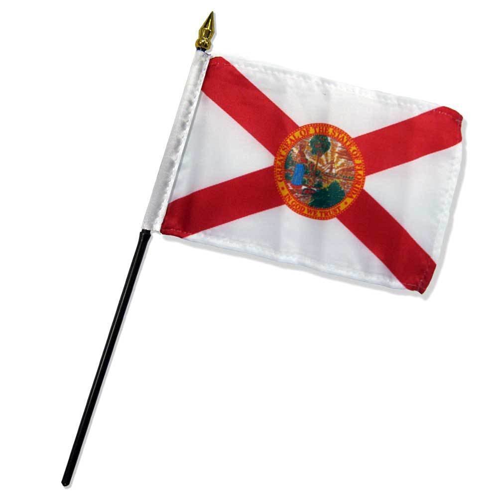 Florida 4x6 Inch Mini Desk Stick Flag - No Base Included - Patriotic Office Decor, School Events & Home Display (1 Flag)