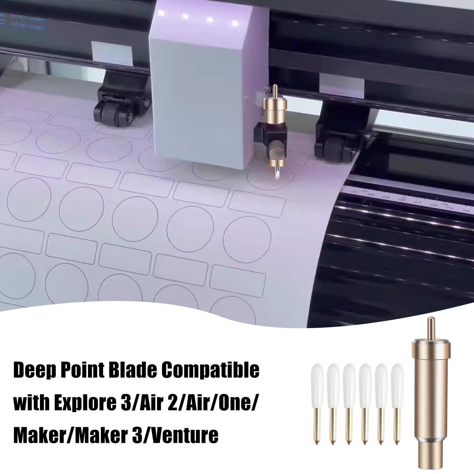 Premium Deep Cut Blade & Housing for Cricut Explore 3/Air 2/Air/One/Maker/Maker 3/Venture - 6PCS Gold Replacement Blades for Thick Materials - Perfect for DIY Crafts, Vinyl Cutting, Cardstock, Leather & Fabric Projects