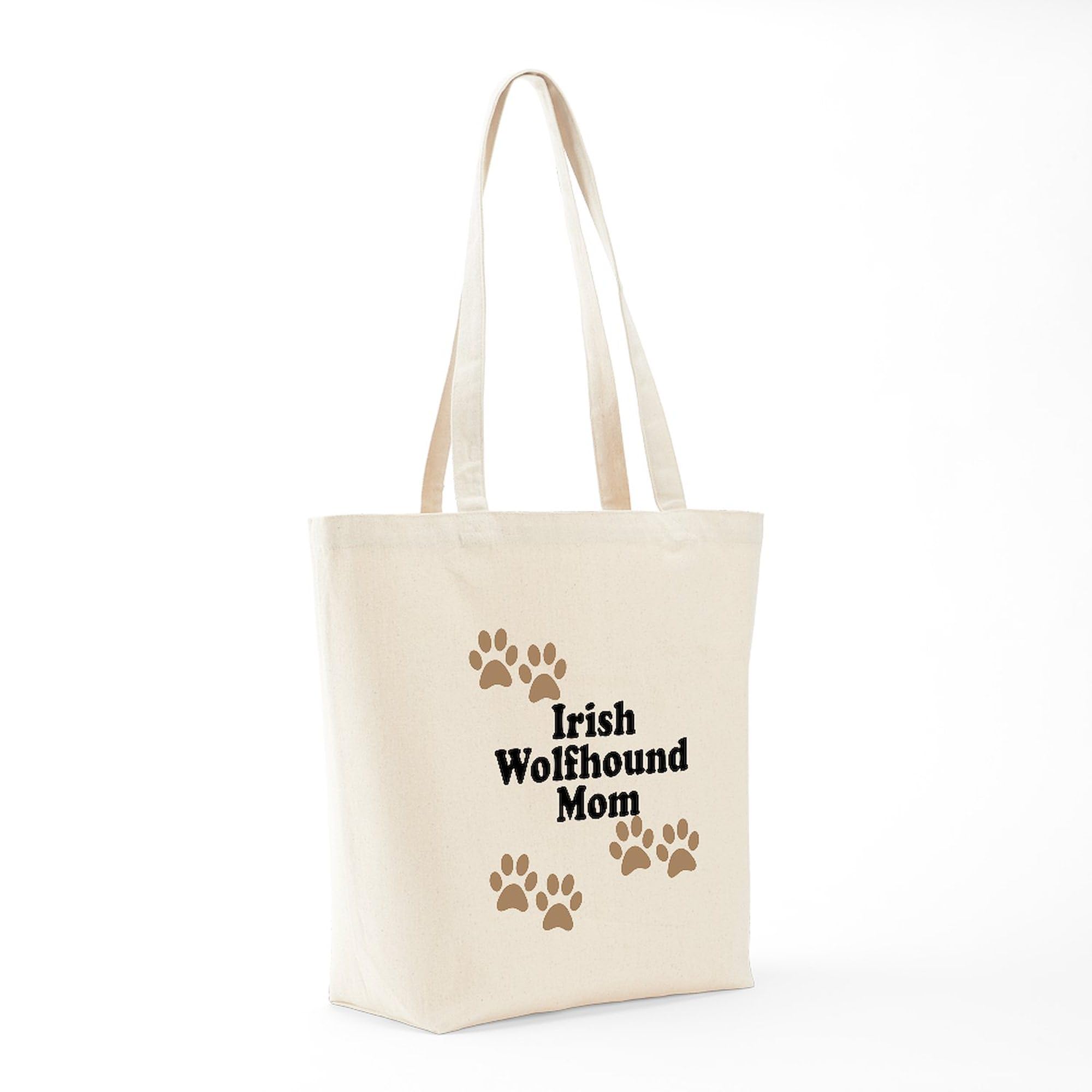 Irish Wolfhound Mom Tote Bag - Natural Canvas Reusable Shopping Bag for Dog Lovers - Perfect for Groceries, Beach Trips & Dog Park Outings