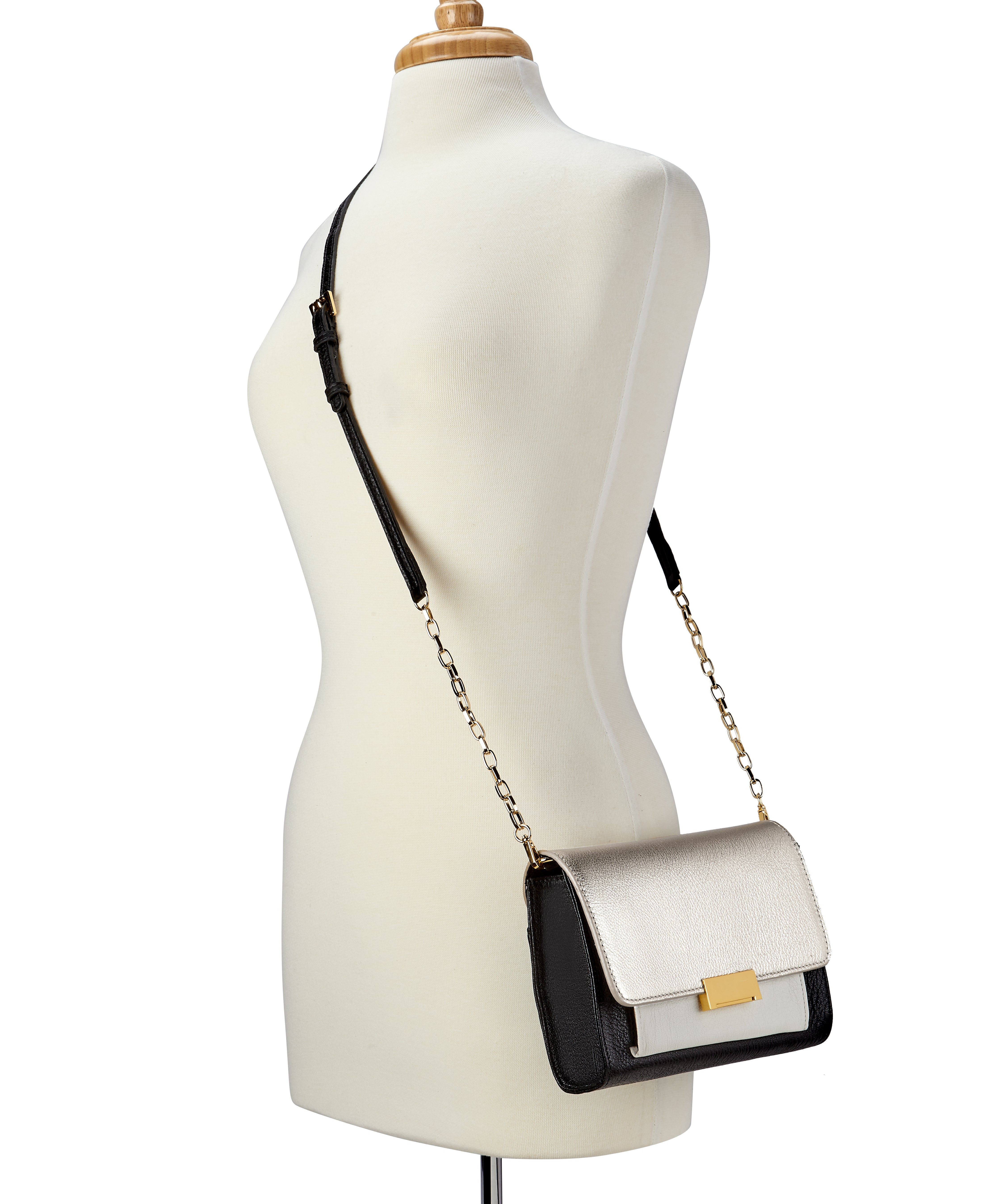 Kate Crossbody Bag - White Gold Metallic Goatskin Leather Handbag for Women | Fashionable Shoulder Purse for Work, Travel & Evening Events