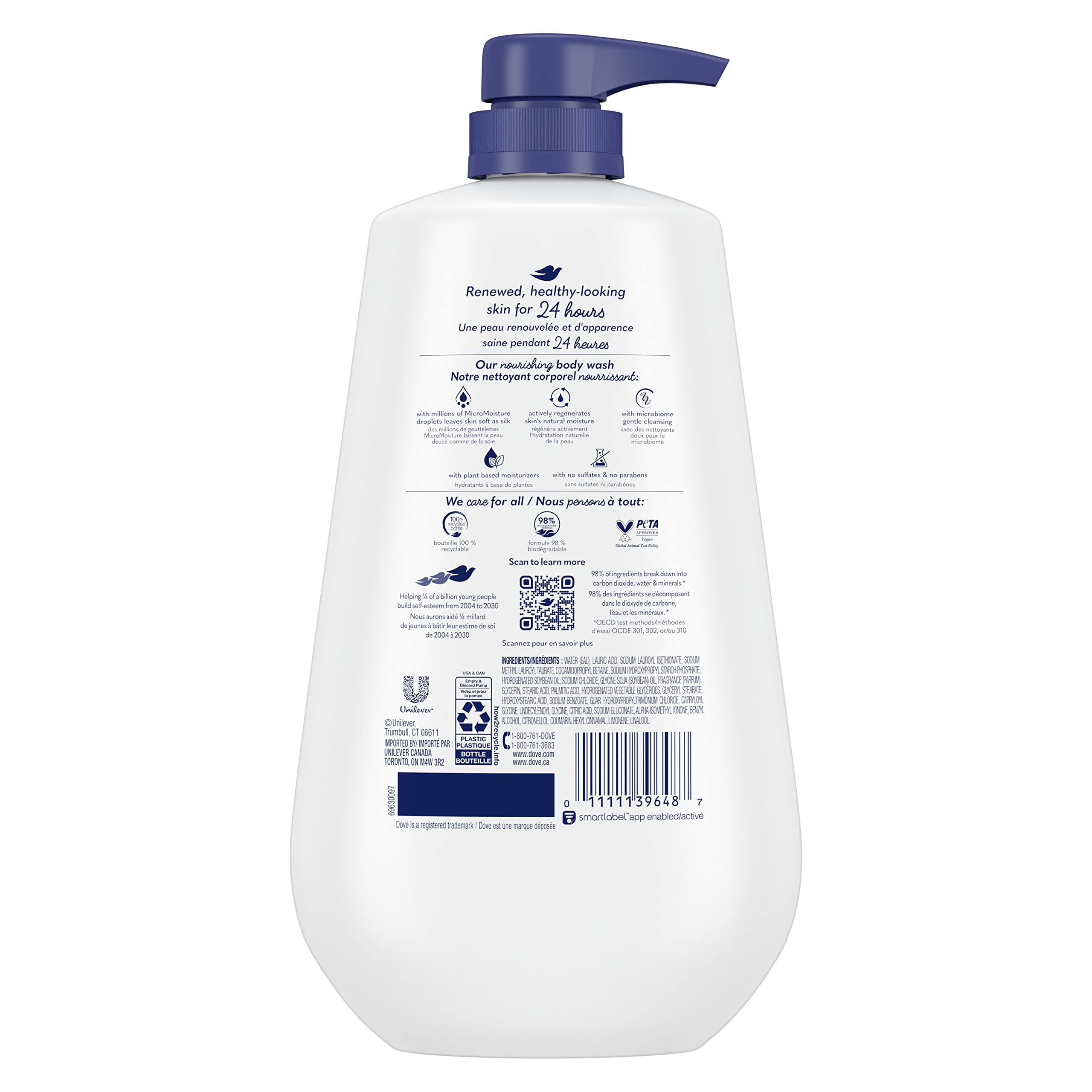 Dove Deep Moisture Body Wash with Pump - 3 Pack, 24-Hour Hydration for Soft Skin, Sulfate-Free & Paraben-Free Moisturizing Cleanser - Perfect for Daily Shower & Dry Skin Care