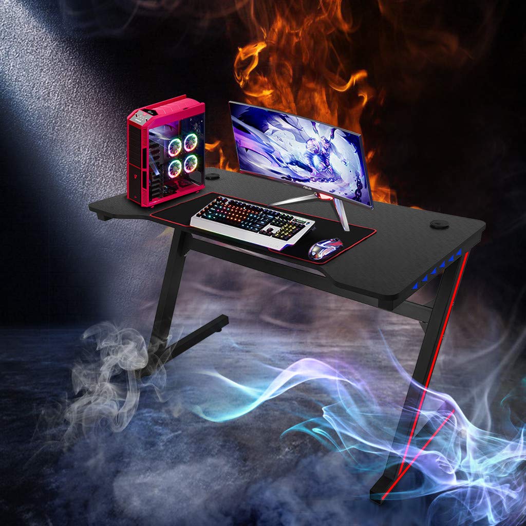 Home Office Computer Gaming Desk - Black | Ergonomic Study Writing Table for PC, Laptop, and Gaming Setup | Perfect for Bedroom, Office, and Small Spaces