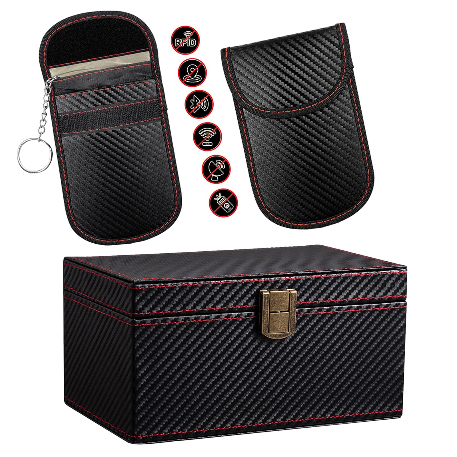 Premium Faraday Box for Car Keys - Anti-Theft Signal Blocker for Keyless Entry Fobs, Credit Cards & RFID Devices | Secure Leather Faraday Cage for Vehicle Protection | Perfect for Travel, Parking & Home Security