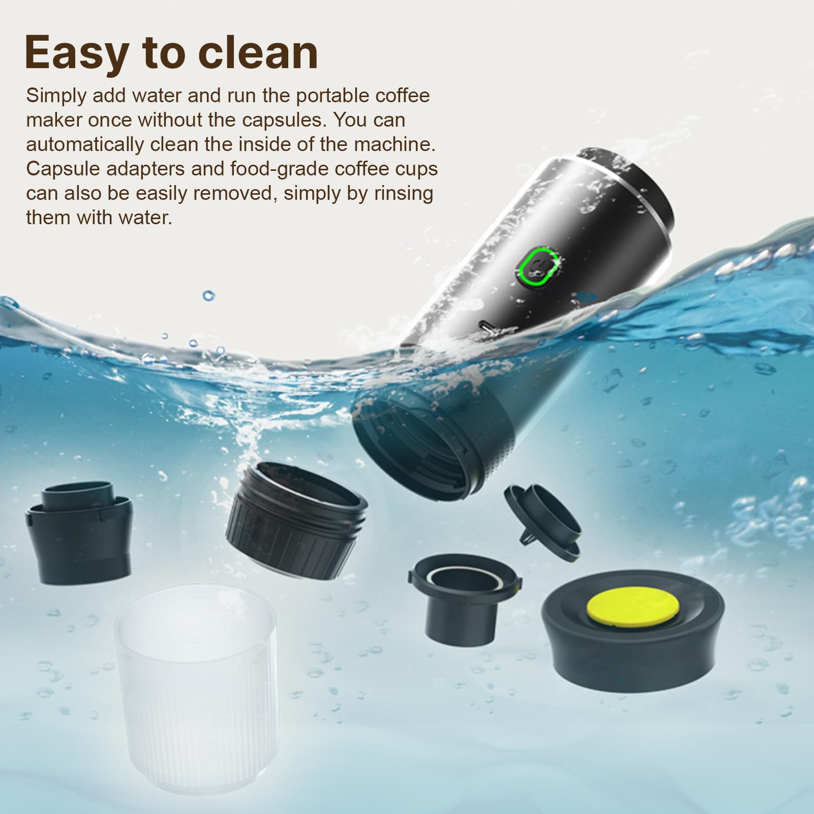 Irishom 3-in-1 Portable Coffee Maker - Cordless, Works with Capsules & Ground Coffee for Home & Office Use