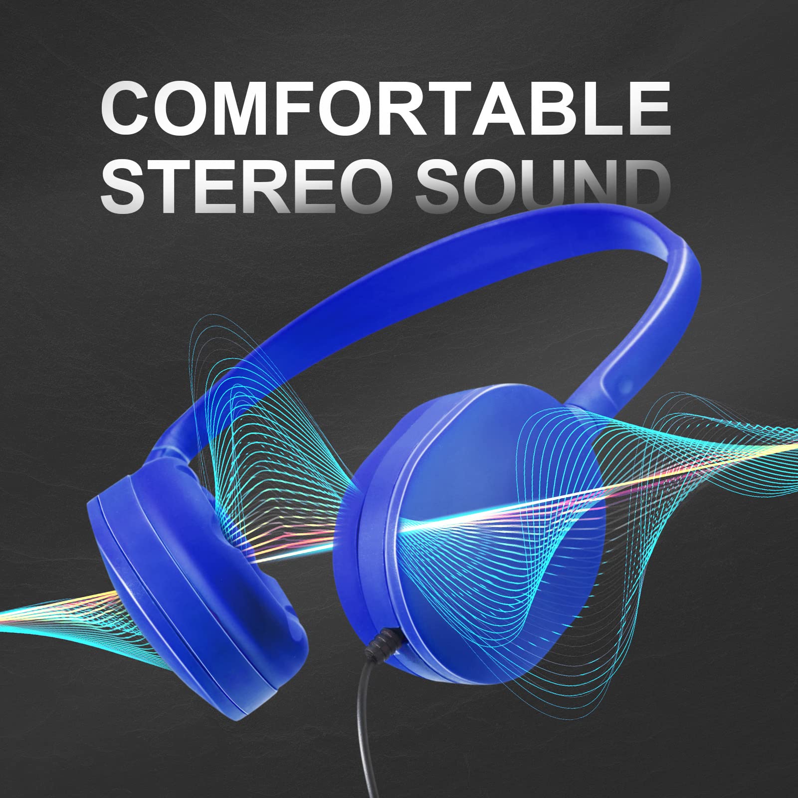 30 Pack Wired On-Ear Headphones for Kids - Adjustable Stereo Headphones with Bright Colors - Perfect for School, Travel, Airplane, Laptop & Tablet Use - Ideal for Boys & Girls