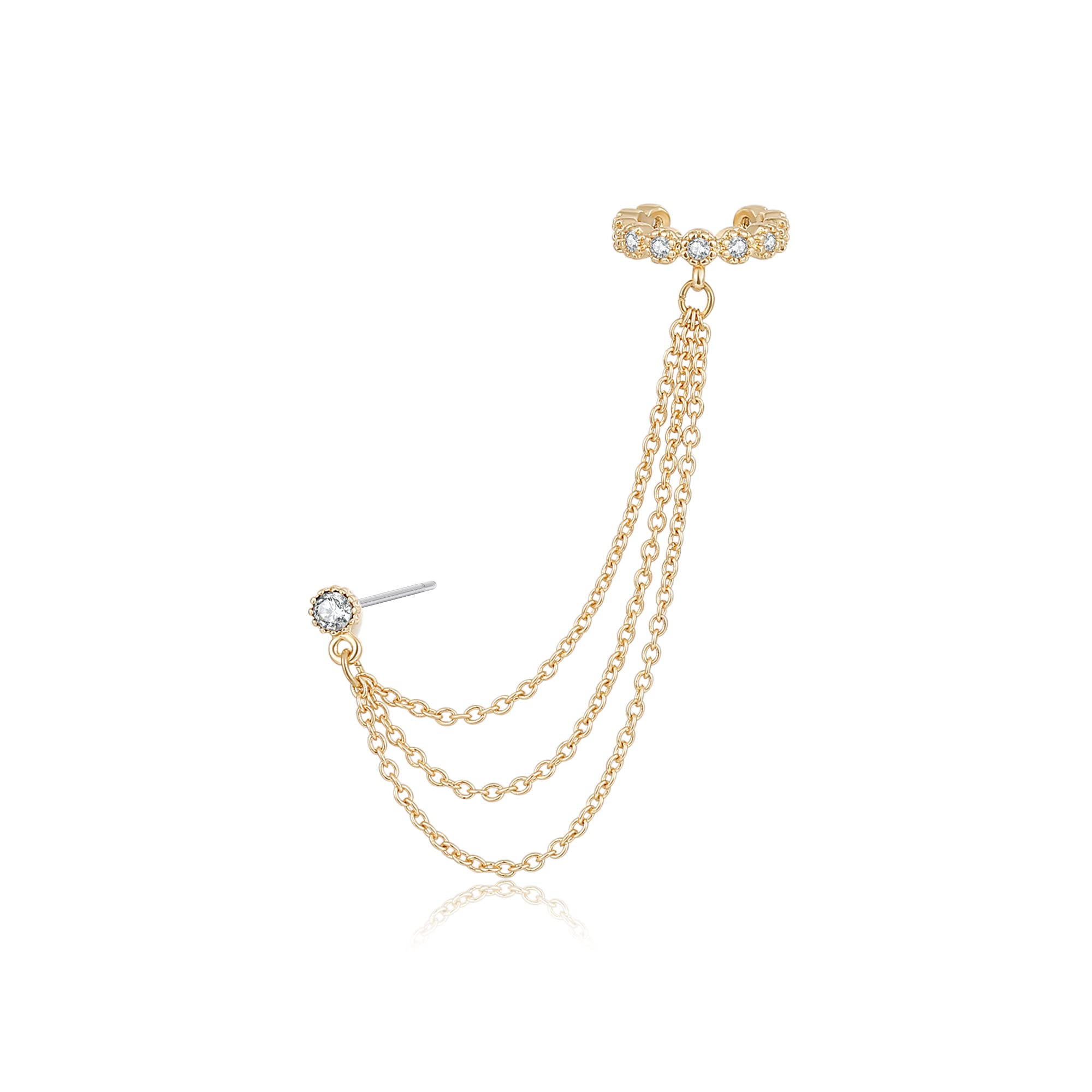 Gold Snake Earrings for Women - Clip On Gold Ear Cuffs with Chain Design - Trendy Kpop Style Jewelry - Perfect for Parties, Concerts & Everyday Fashion