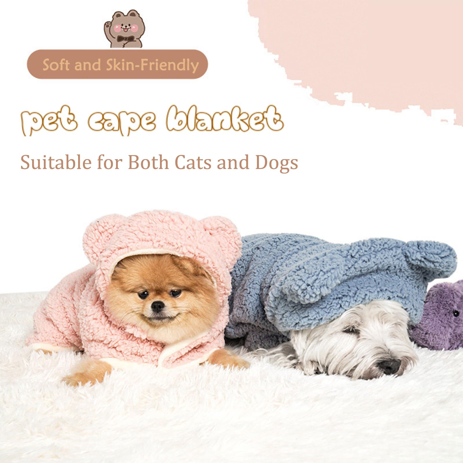 Warm Dog & Cat Cape Blanket with Hood - Cozy Pet Robe for Small Dogs - Soft Winter Sleeping Blanket for Puppies & Kittens (Gray, Medium) - Perfect for Indoor Lounging & Outdoor Adventures