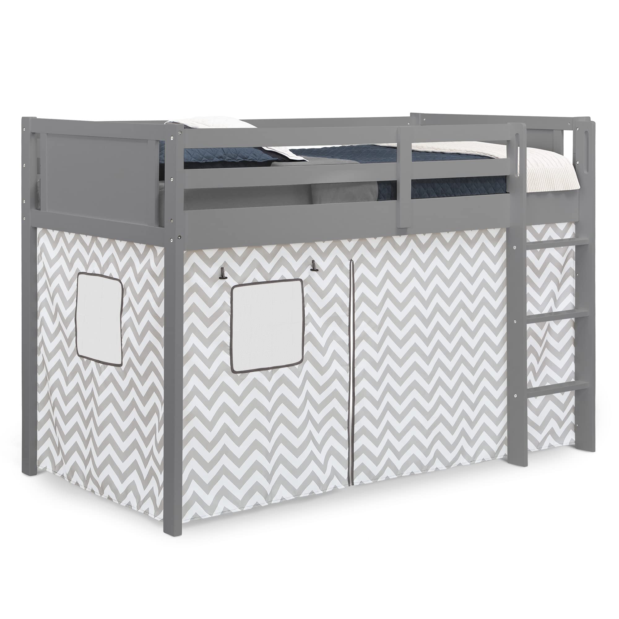 Delta Children Loft Bed Tent Curtain Set for Twin Loft Beds (Bed Sold Separately) - Grey Chevron Design | Perfect for Kids' Bedroom Decor, Sleepovers & Playtime Adventures