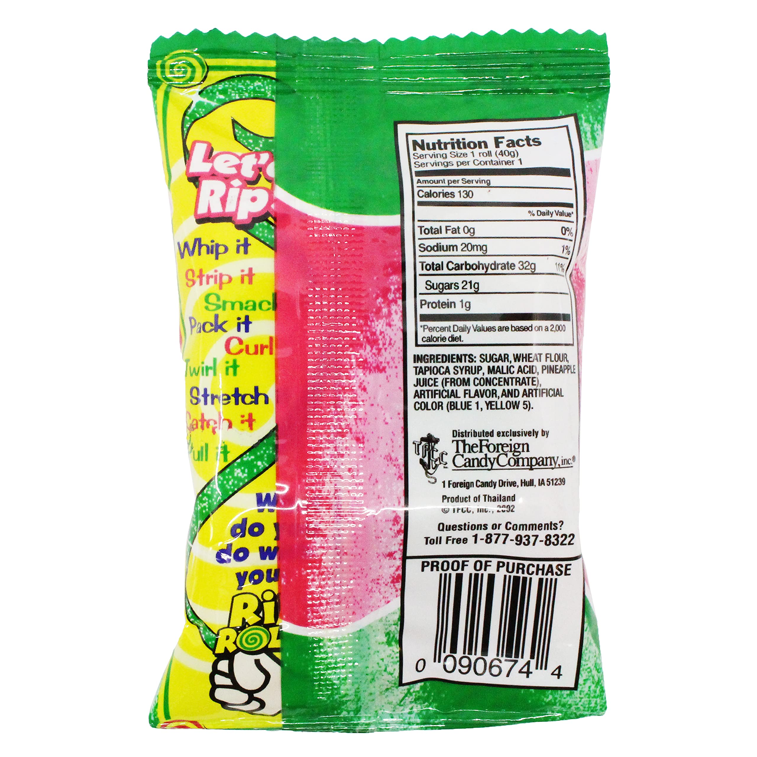 Rip Rolls Watermelon Candy - 1 Pack | Sour & Sweet Chewy Candy for Kids & Adults | Perfect for Parties, Snacks & Movie Nights