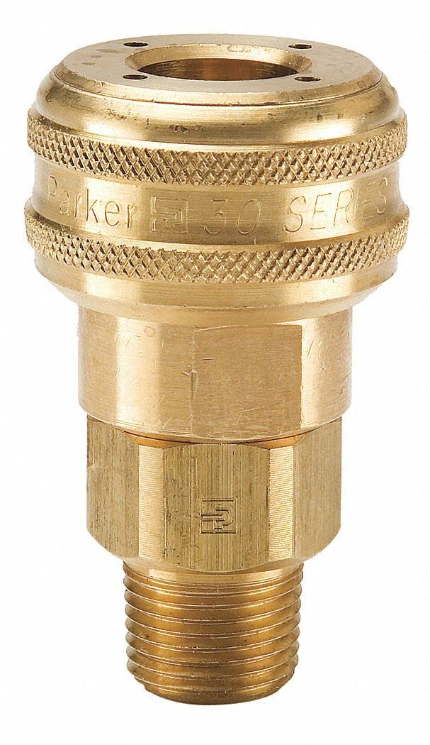 Parker Brass Industrial Coupler Body - B38 | Heavy-Duty Hydraulic Fittings for Construction & Agricultural Equipment | Durable Metal Couplings for Pipes, Hoses & Machinery