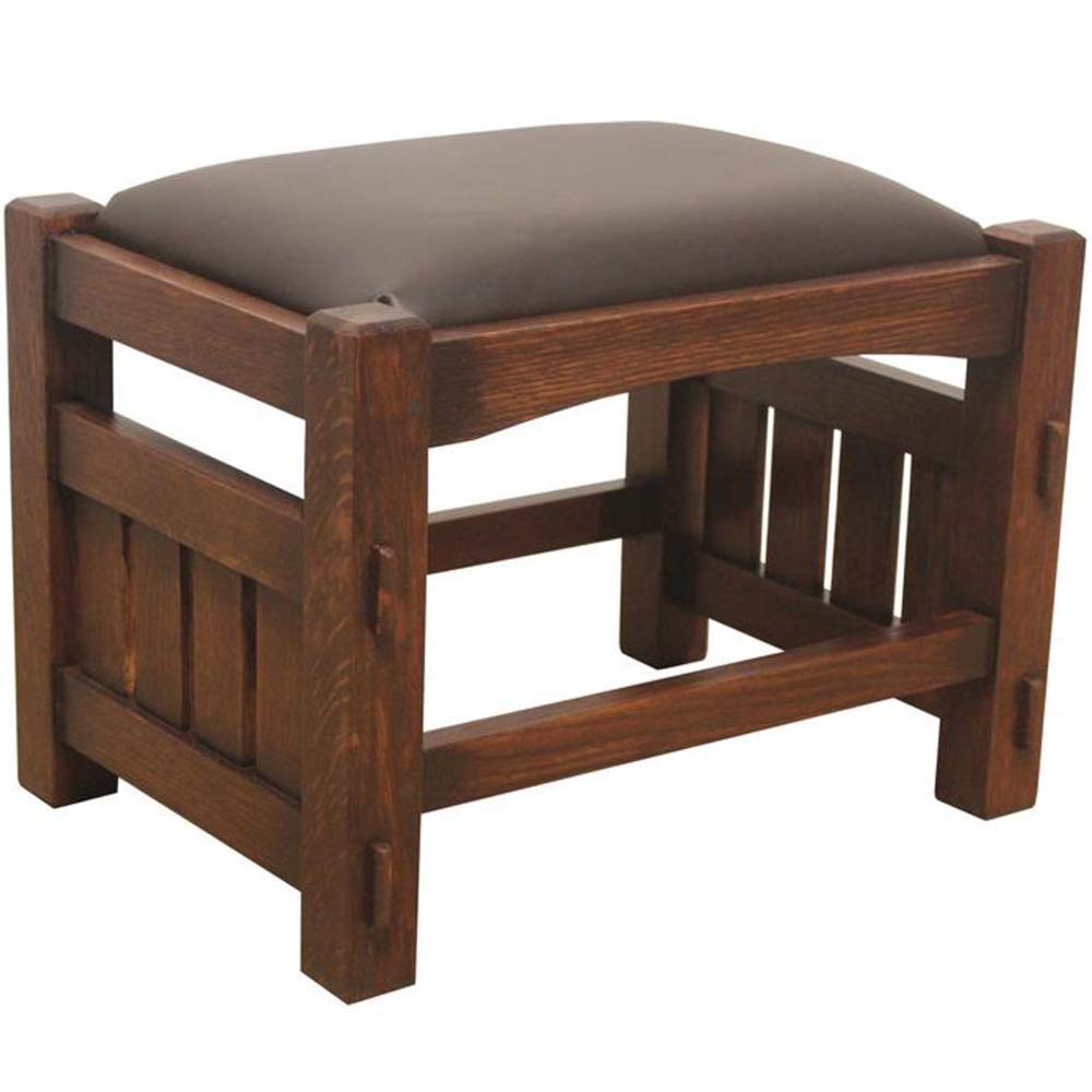 Handcrafted Mission Oak Foot Stool with Wide Walnut Spindles - Perfect for Living Room, Bedroom & Home Office Comfort