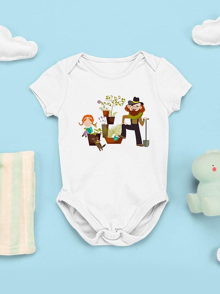 Smartprints Father Daughter And Plants Bodysuit - Cute Matching Baby Outfit for Family Photos & Special Occasions