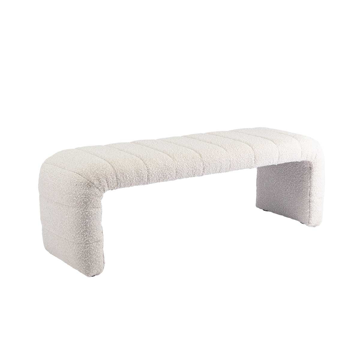 Blake Boucle Bench - Modern Upholstered Accent Bench with Soft Fabric for Living Room, Bedroom, or Entryway - Stylish and Comfortable Seating Solution
