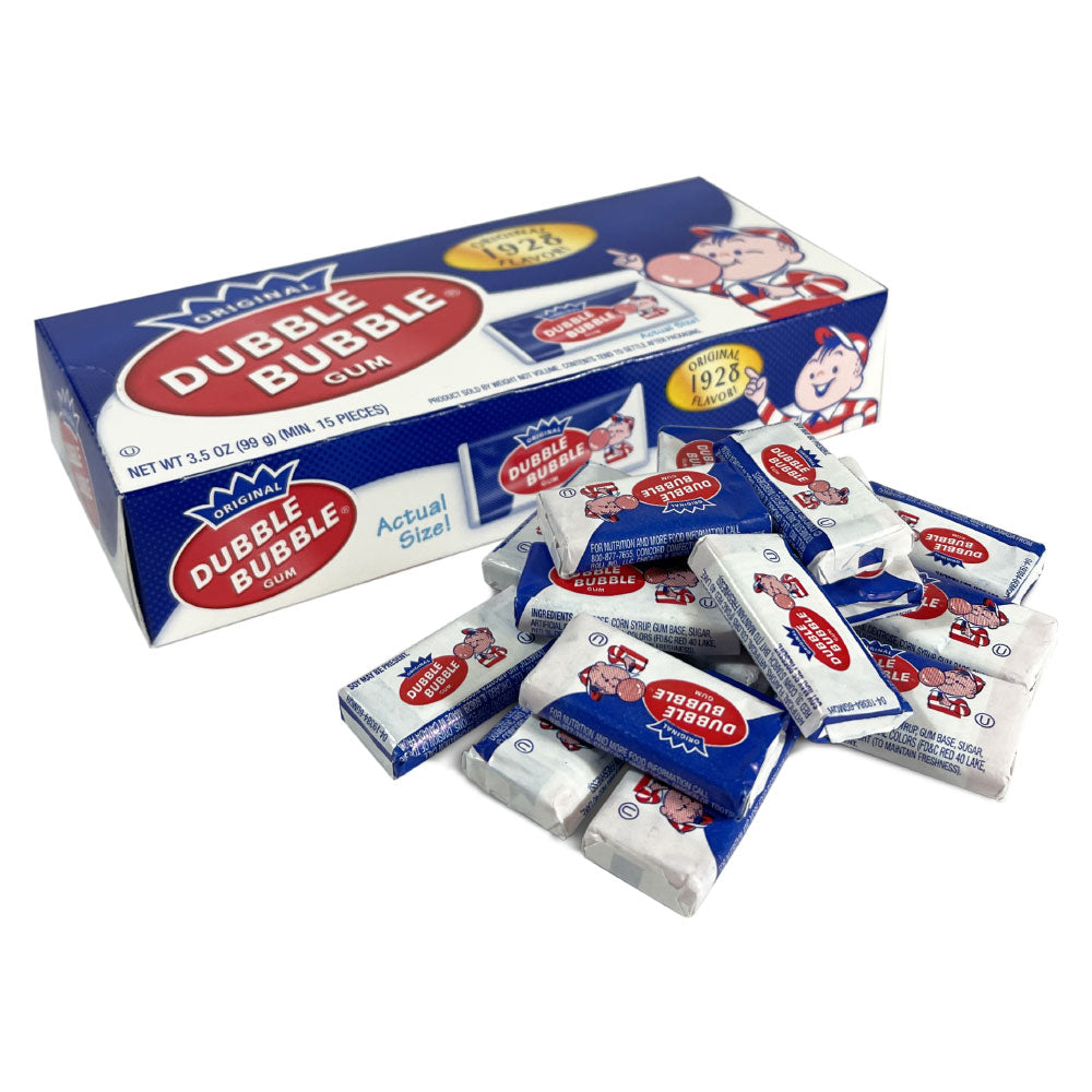 Dubble Bubble Original 1928 Flavor Bubble Gum - Nostalgic Candy Box (100 Pieces) - Perfect for Parties, Gifts, and Retro Candy Collections