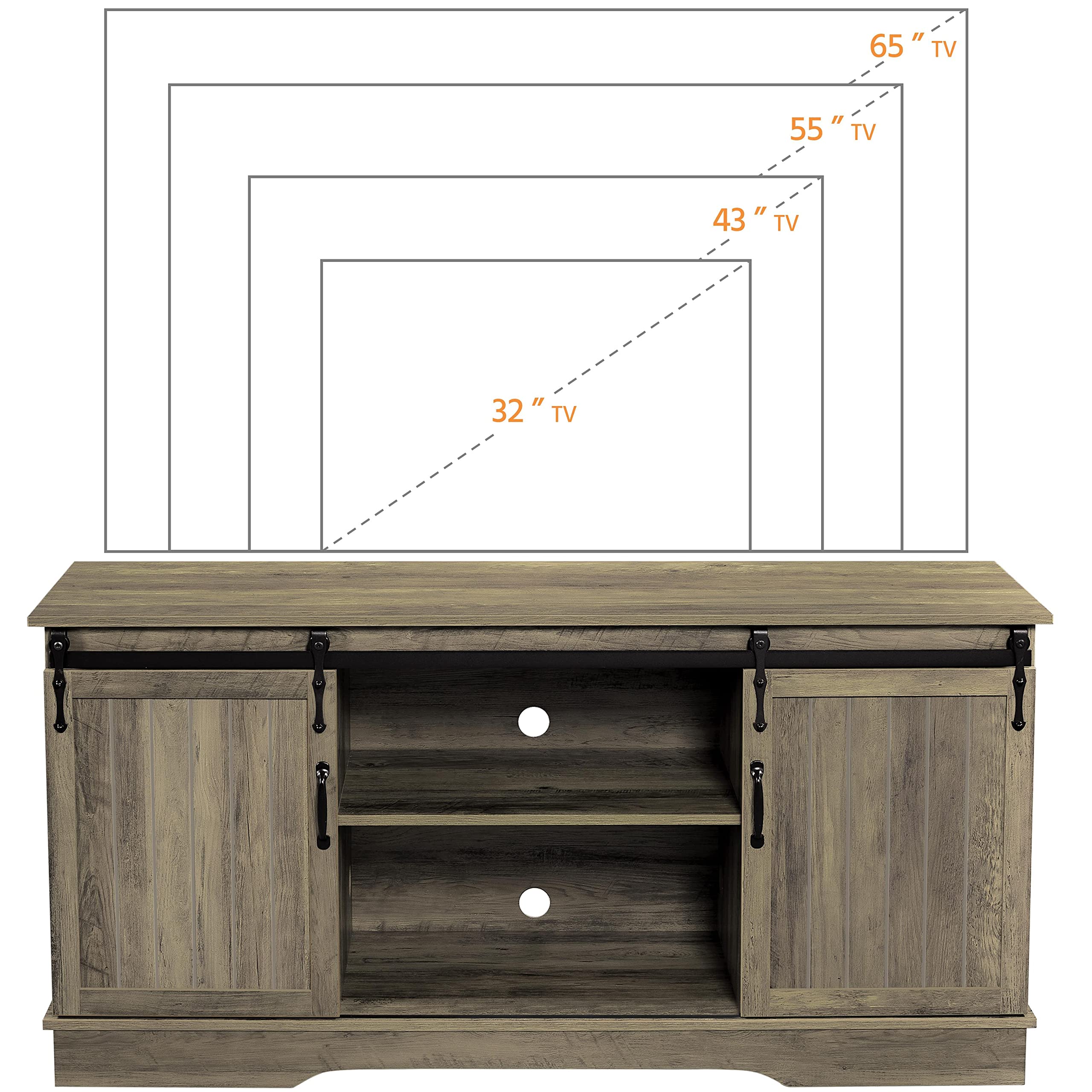 Topeakmart 65 Inch TV Stand with Sliding Barn Doors - Rustic Oak Farmhouse Media Console for Living Room, Bedroom & Home Theater - Sturdy Entertainment Center for TVs up to 65 Inches