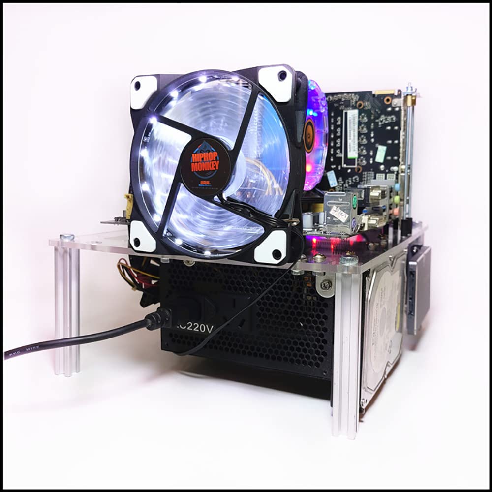 Stackable Open Frame PC Case - Acrylic MATX/ITX Motherboard Test Bench Platform for DIY Computers | Transparent Design with Excellent Heat Dissipation & CPU Water Cooling Support | Perfect for Gaming Rigs, PC Builders & Hardware Testing