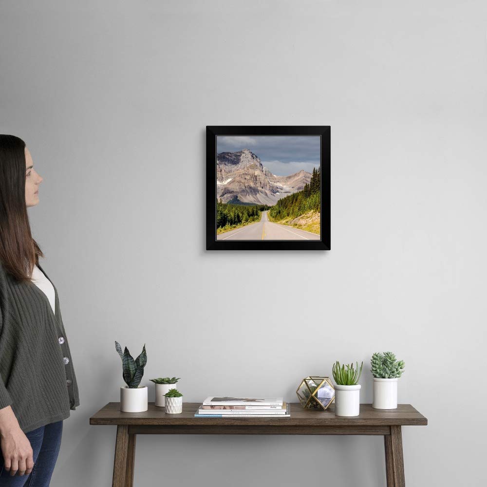 Black Framed Art Print - Crowfoot Mountain Icefields Parkway Photography Wall Decor for Living Room, Bedroom & Office