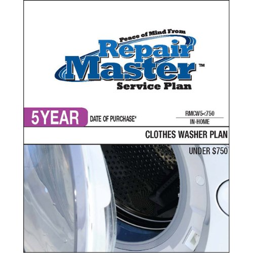 Repair Master 5-Year Extended Warranty for Washing Machines Under $750 - Protect Your Washer for Laundry Room & Home Use