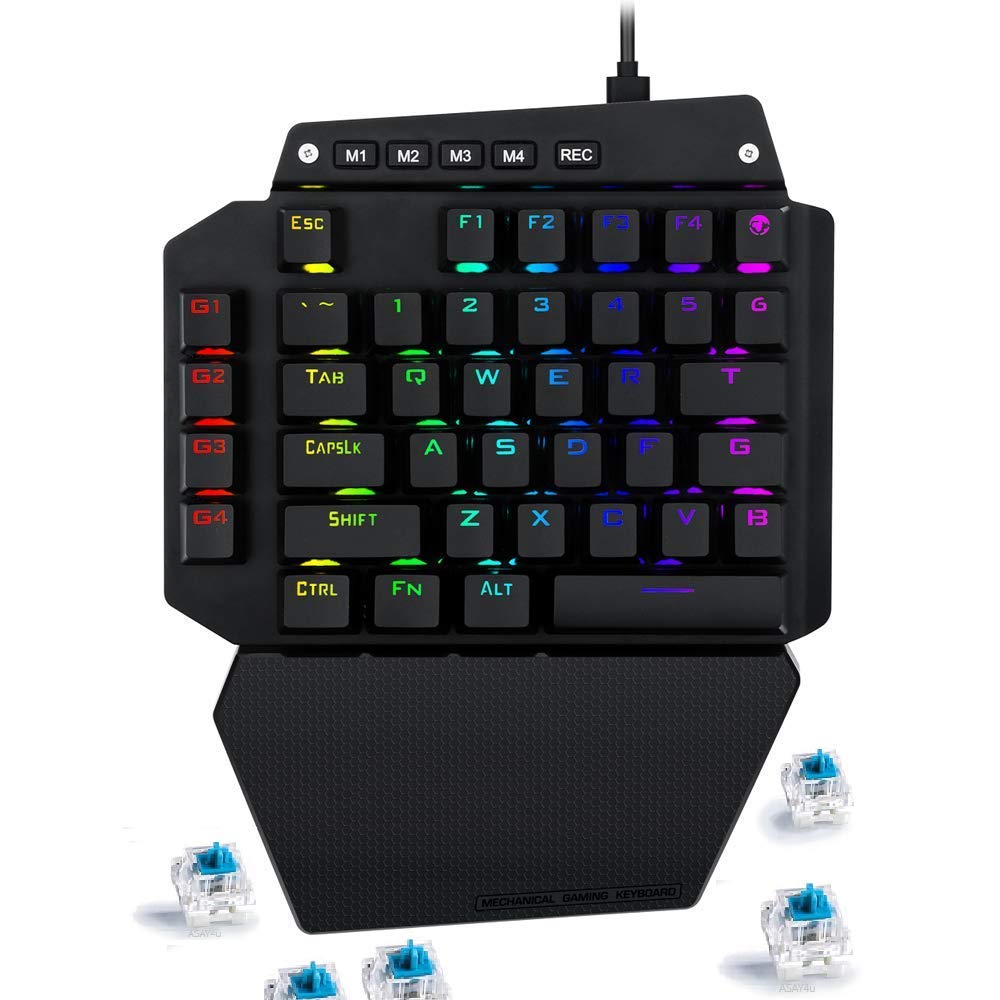 Advanced K-700 Mechanical Gaming Keyboard with Blue Switches & RGB Backlit - 44 Key One-Handed Keyboard for PC Gamers | Compact Gaming Keypad with Onboard Macro Keys | Perfect for FPS, MMO, and Esports Gaming