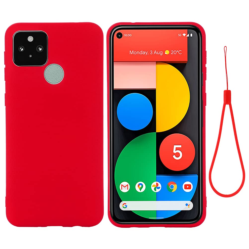 Premium Liquid Silicone Phone Case for Google Pixel 5a 5G - Shockproof & Durable Smartphone Cover with Anti-Slip Grip (Red) | Perfect for Daily Use, Outdoor Activities & Travel Protection