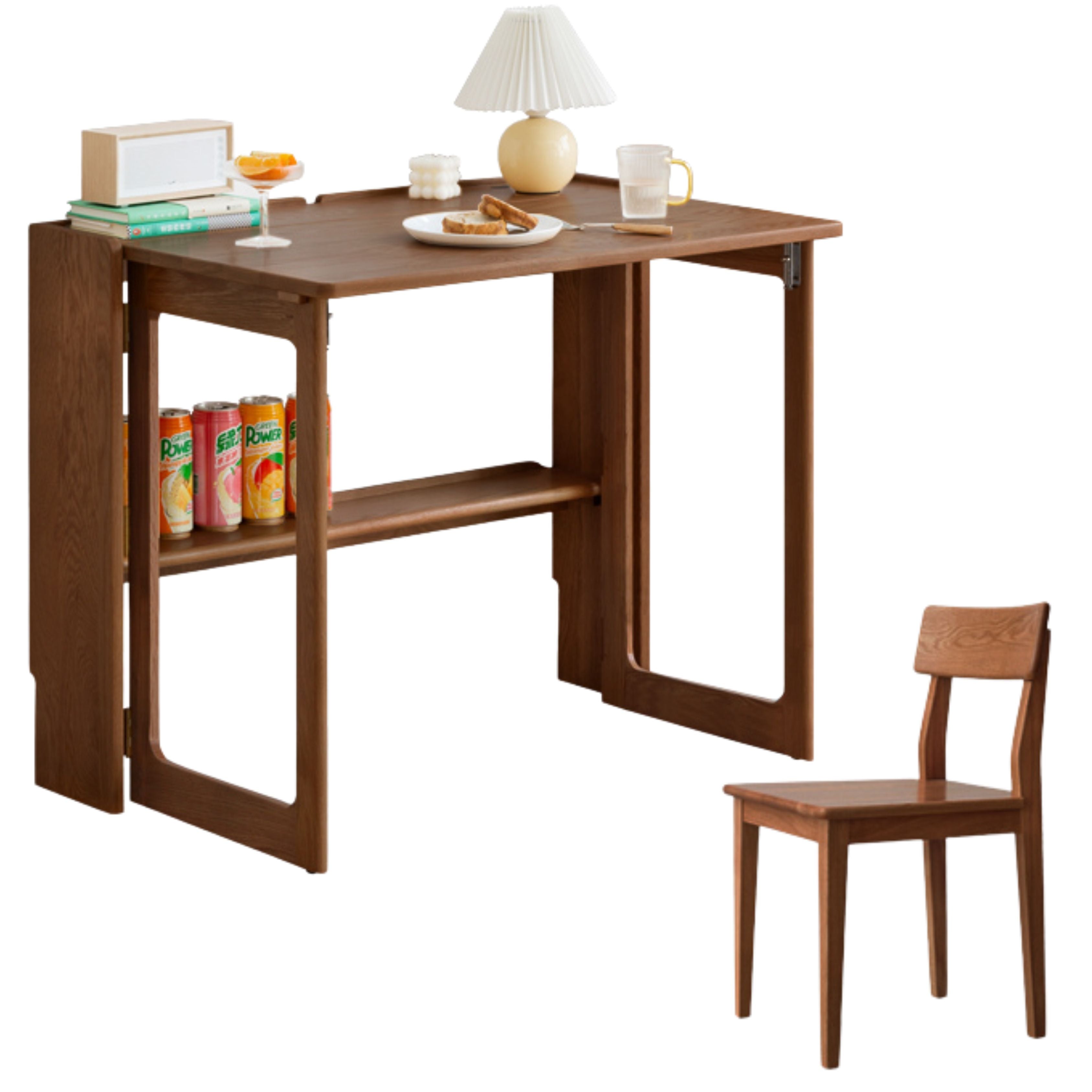 37.0×24.8×29.9 inch / 94×63×76 cm / walnut color / folding dining table  + 1 chair