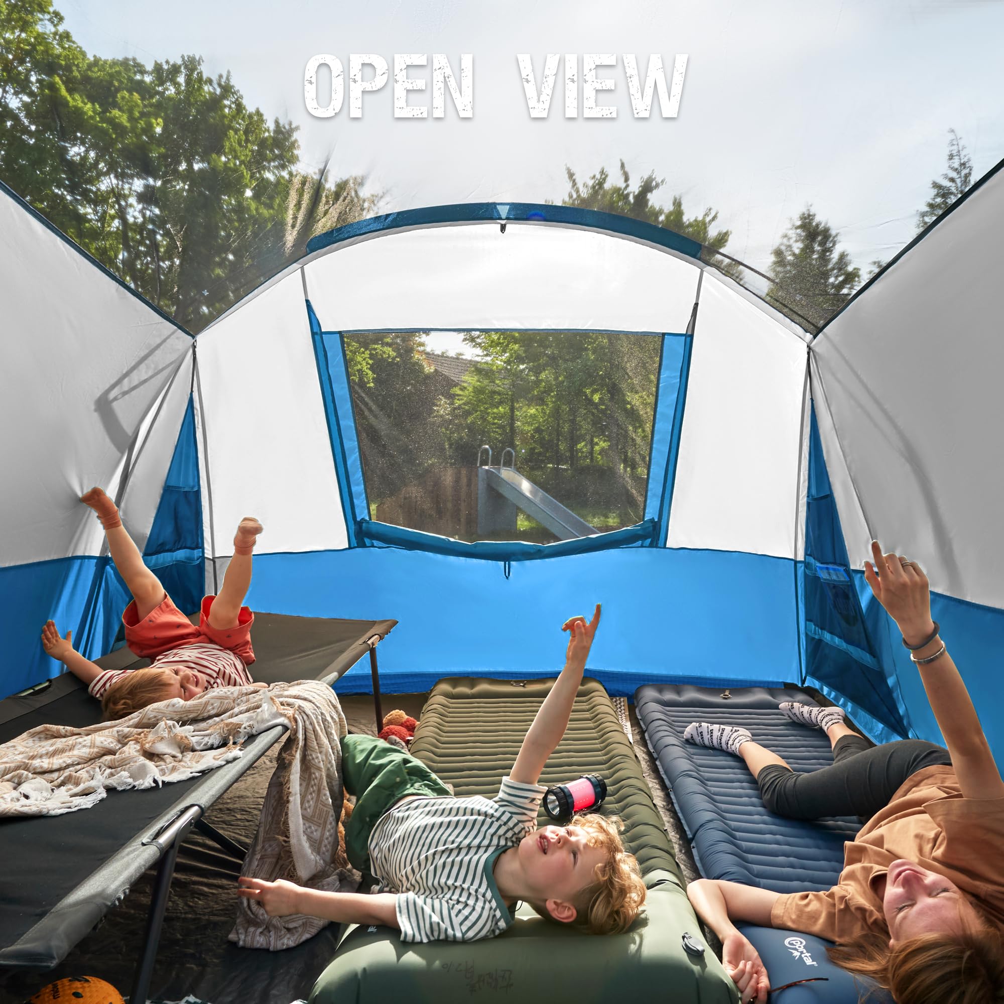 6/8/10 Person Family Camping Tent with Screen Room - Waterproof Tunnel Tent with Rainfly for Outdoor Adventures, Backyard Parties & Family Gatherings - Spacious Shelter for Camping, Festivals & Emergency Preparedness