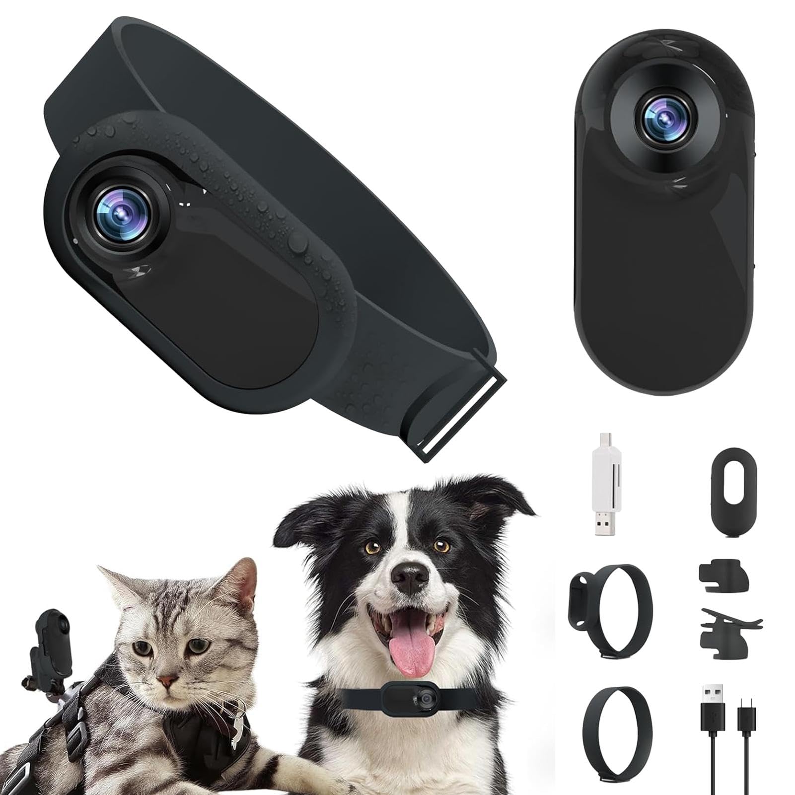 Body Action Camera for Cats - HD Outdoor Cat Collar Camera with Stable Video Capture | Portable Sports Camera for Pet Adventures | Perfect for Hiking, Hunting & Daily Pet Monitoring