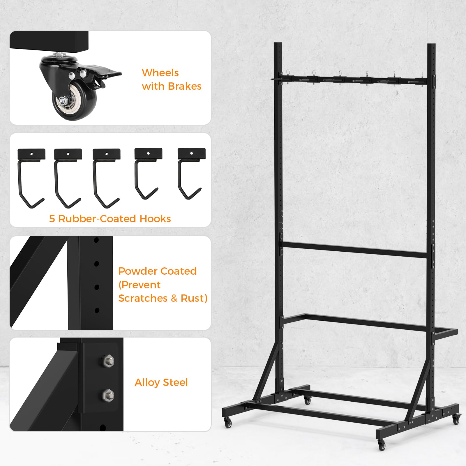Freestanding Bike Storage Rack - Heavy Duty 300 lb Capacity Vertical Bicycle Stand for Garage & Home Organization - Space Saving Bike Holder for Indoor/Outdoor Use (Black)