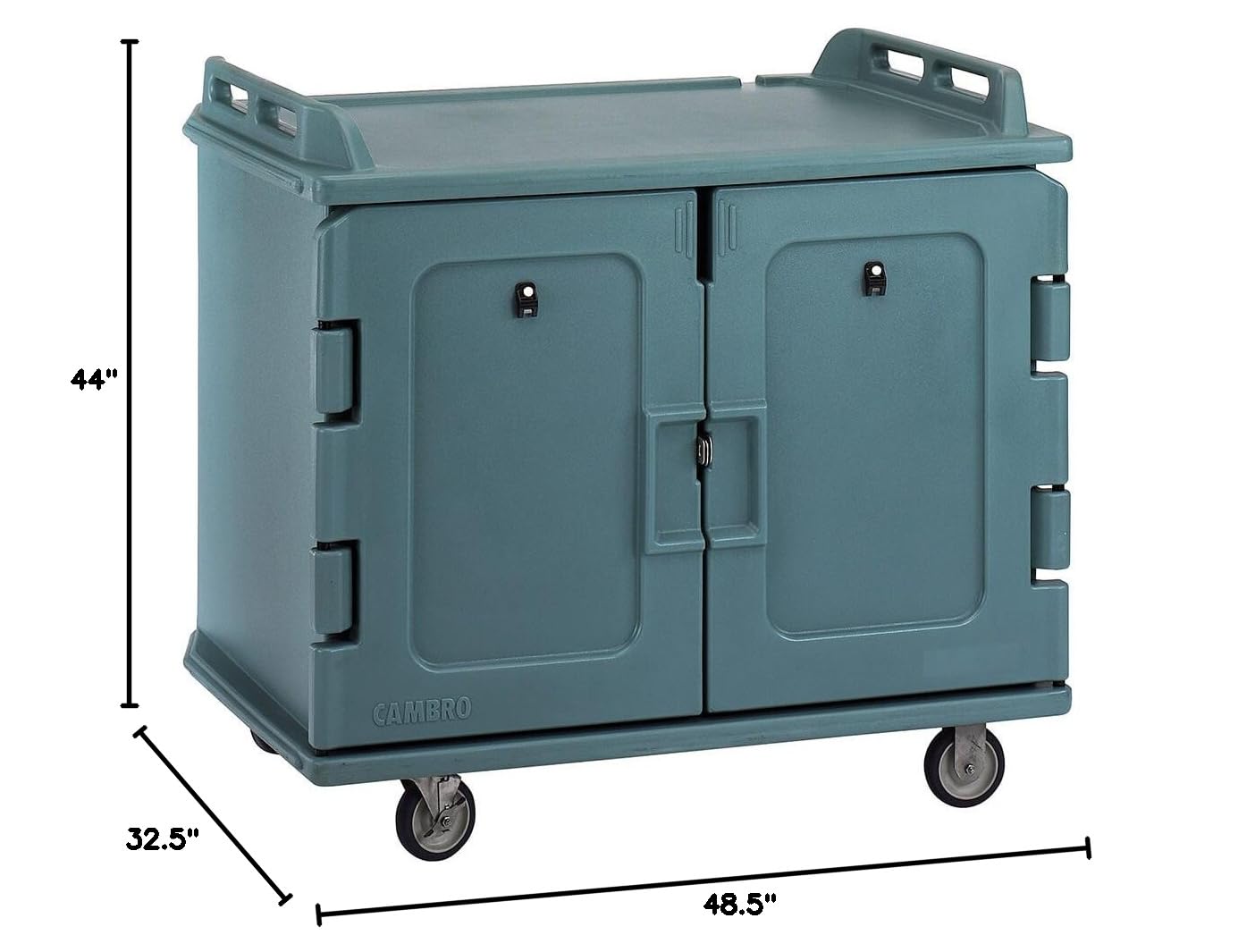 Stainless Steel Meal Delivery Cart with 2 Doors & 2 Compartments - Low Profile Design Holds 20 (14