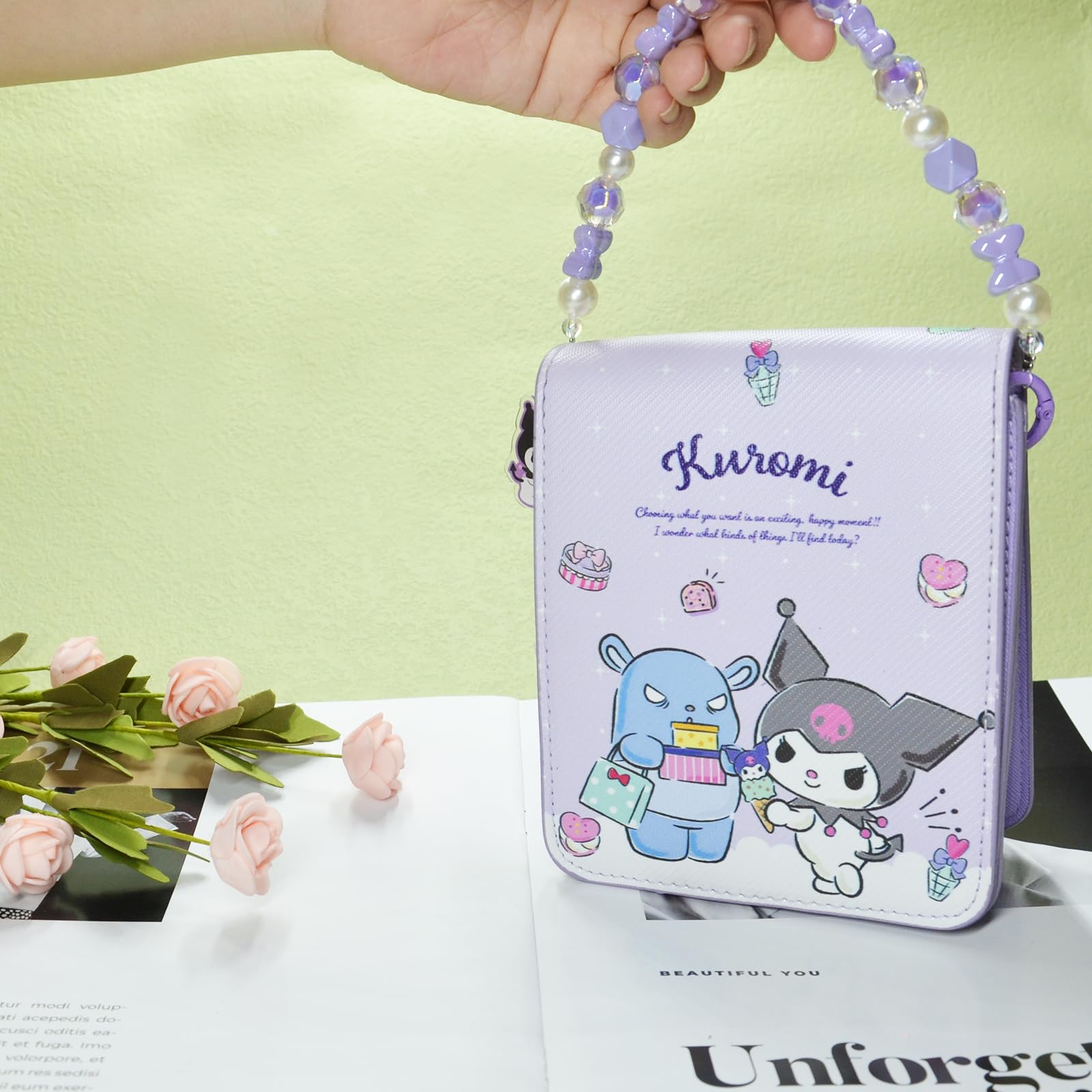Cute Kumi Crossbody Bag for Women - Adjustable Shoulder Strap & Hand Chain, Kawaii Kitty Purse with Buckle, Wallet & Coin Pouch | Perfect for School, Travel, Shopping & Daily Use