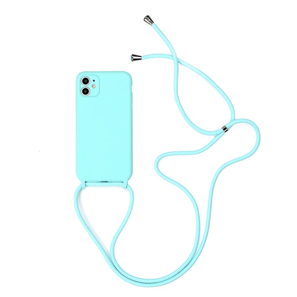 Apple iPhone 12 Pro Max Chain Case - Nylon Shoulder Strap & Soft Silicone TPU Cover with Hanging Cord | Stylish Protective Phone Case (Glacier Blue) | Perfect for Hands-Free Use While Shopping, Traveling & Outdoor Activities