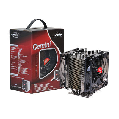 Spire Gemini Rev. 2 CPU Cooler SP986B1 V2 - Dual Fan High Performance PC Cooling System for Gaming & Overclocking | Perfect for Desktop Computer Builds and Workstation Upgrades