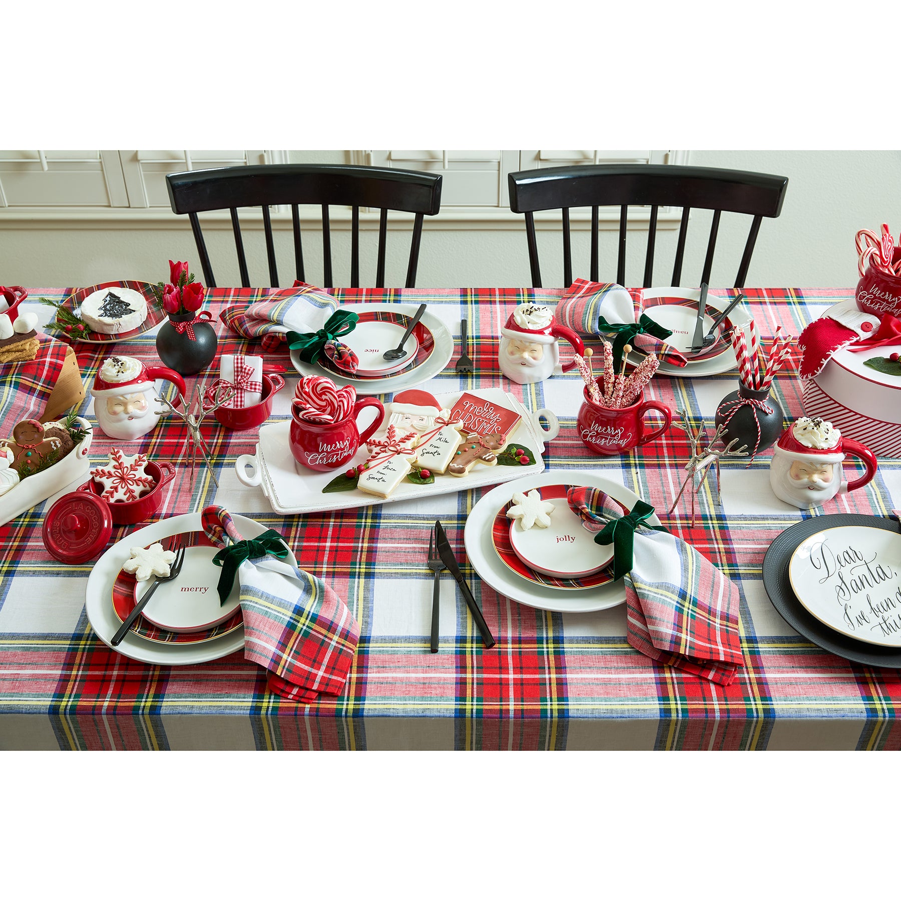 Premium Stewart Plaid Tablecloth - 100% Cotton, Wrinkle-Resistant, Washable - Perfect for Dining Room, Kitchen, Party & Holiday Decor