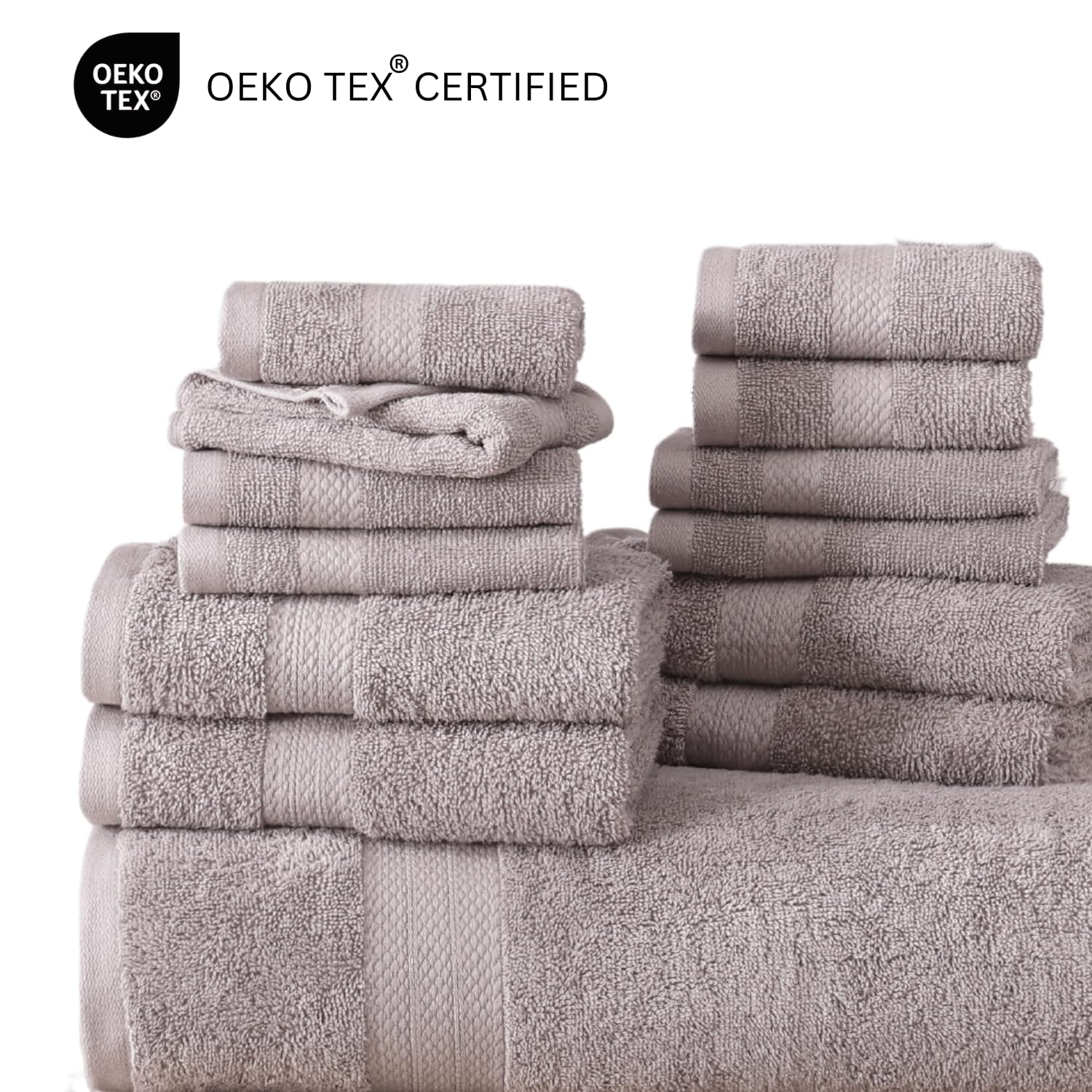 LANE LINEN 24-Piece Luxury 100% Cotton Bath Towel Set - 2 Bath Sheets, 4 Bath Towels, 6 Hand Towels, 8 Washcloths, 4 Fingertip Towels - Platinum White - Soft & Absorbent for Spa, Hotel, and Home Bathroom Use