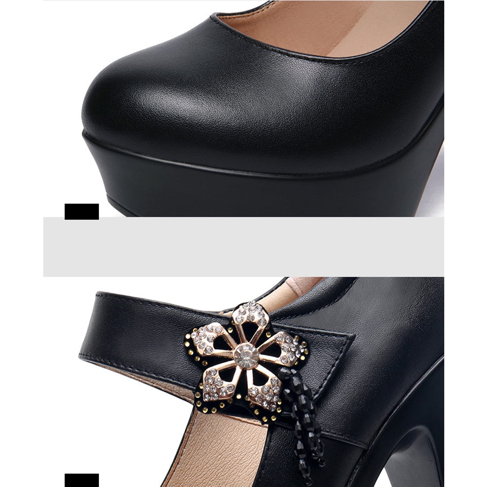 Women's Classic Mary Jane Shoes - Shockproof High Block Heel Thick Platform Pumps - Comfortable Banquet & Wedding Dress Shoes for Ladies - Perfect for Formal Events, Parties & Office Wear