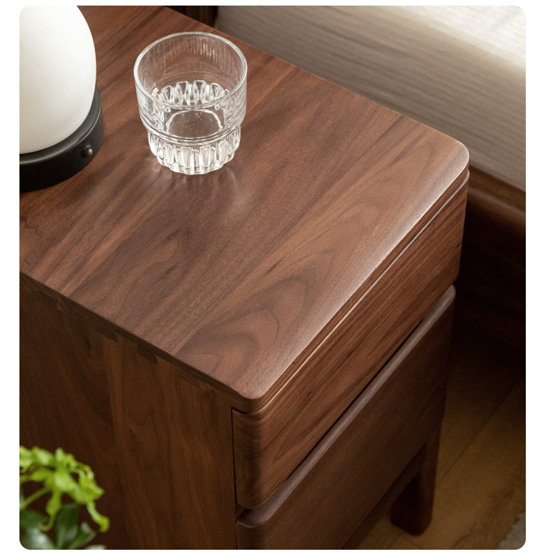 Premium Black Walnut & Ash Solid Wood Nightstand - Stylish Bedside Storage Table for Bedroom, Living Room, or Office