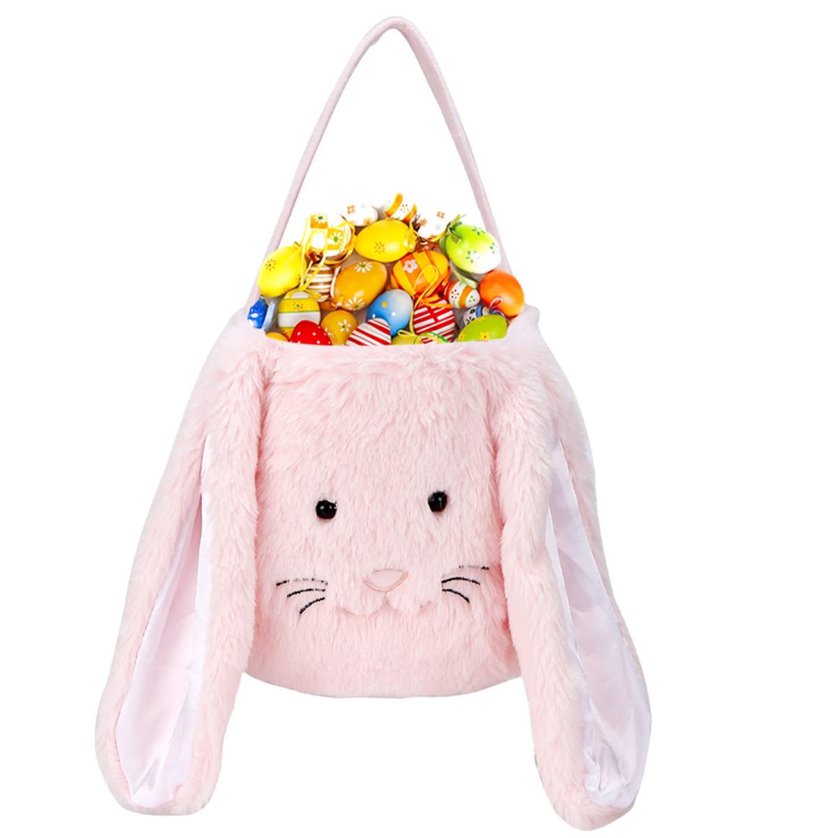 Soft Plush Easter Bunny Basket for Kids - Personalized Easter Egg Hunting Tote with Long Ears for Boys & Girls - Easter Decorations, Candy Holder & Gift Basket for Holiday Celebrations