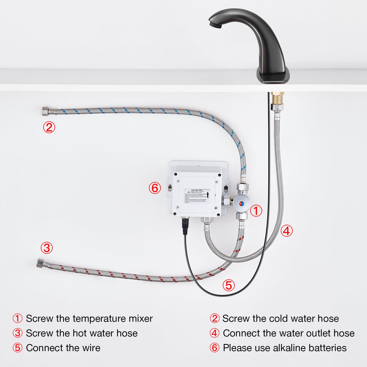 Automatic Sensor Touchless Bathroom Sink Faucet - Motion Activated Hands-Free Faucet with Hole Cover Plate in Oil Rubbed Bronze Finish for Modern & Hygienic Bathrooms