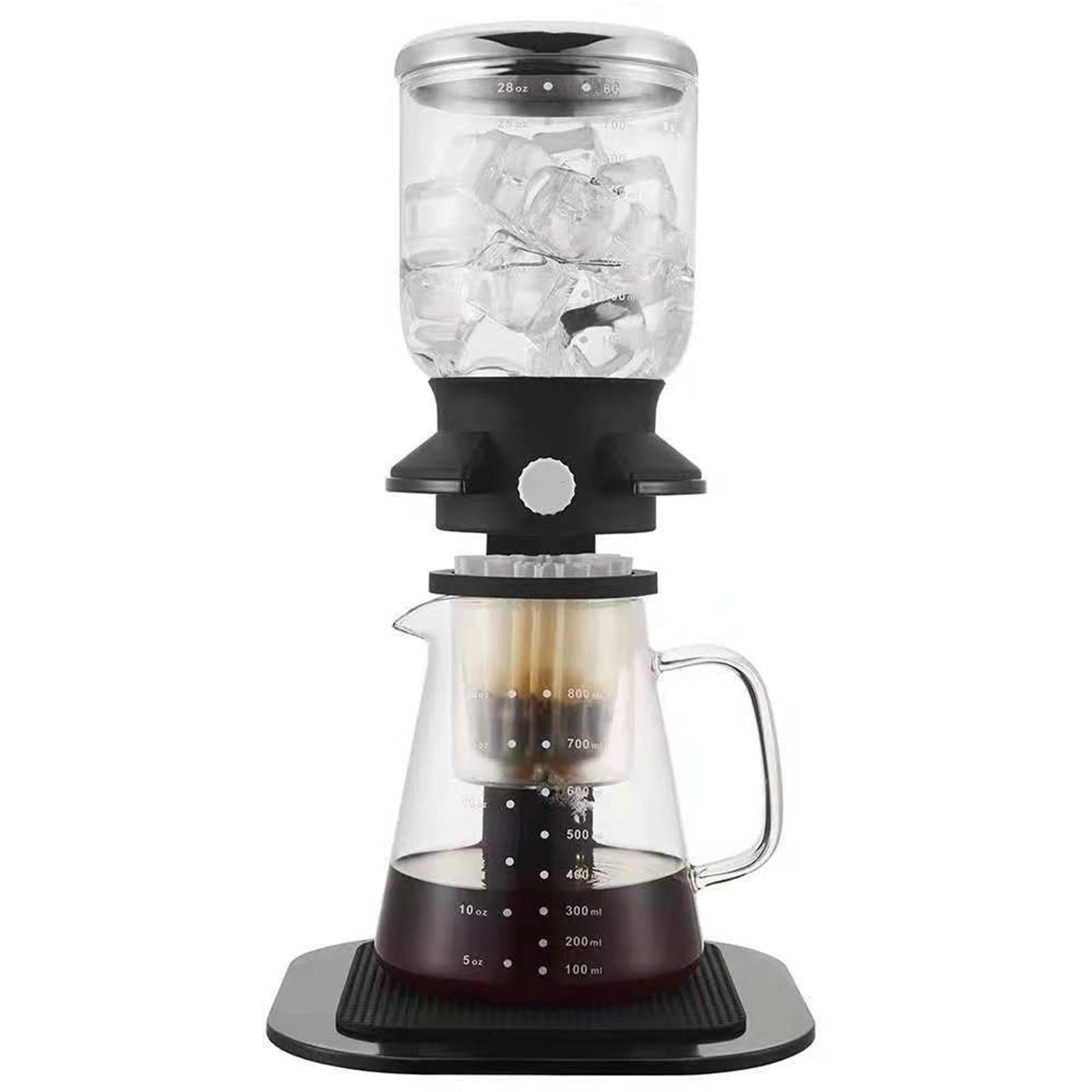 800ML Glass Cold Brew Coffee Maker with Adjustable Drip - Reusable Ice Drip Coffee Pot for Espresso, Iced Coffee & Cold Brew - Perfect for Home, Office & Outdoor Use