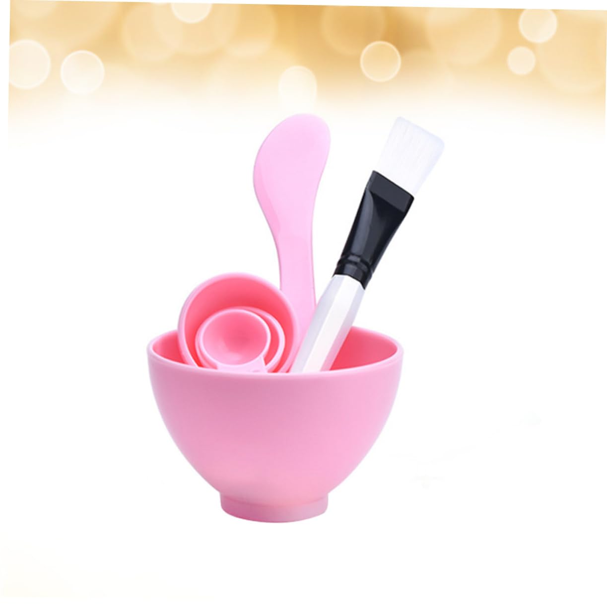 4-Piece Plastic Facial Mask Bowl Set with Measuring Tool - Gentle & Durable for DIY Skincare, Spa, and Beauty Treatments (Random Colors)