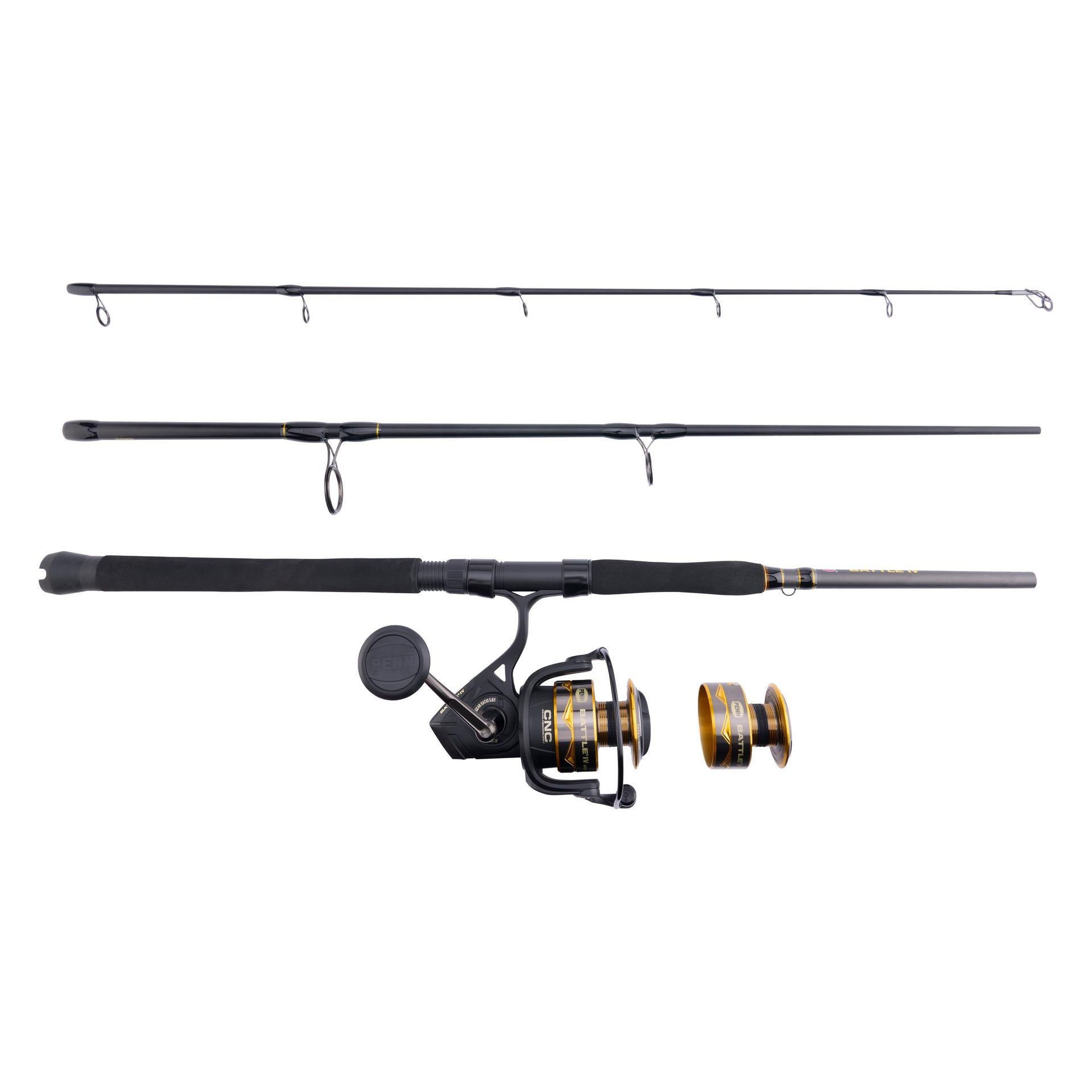 Battle IV Travel Spinning Rod and Reel Combo - Lightweight Fishing Gear for Travel, Backpacking, and Saltwater Fishing | Portable Spinning Rod for Bass, Trout, and Freshwater Fishing