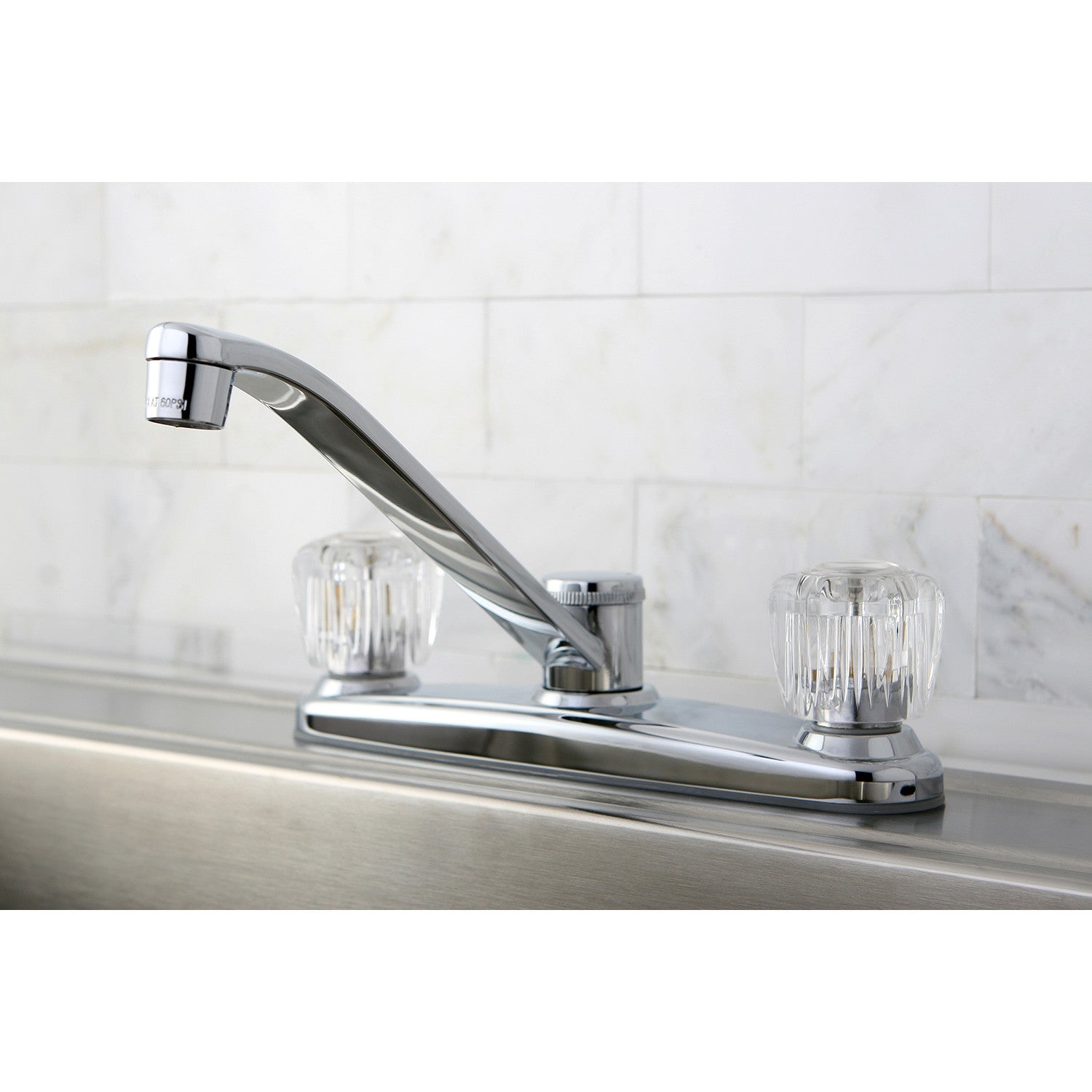 Americana KB111 Two Handle 8-Inch Centerset Kitchen Faucet in Polished Chrome - Perfect for Modern Farmhouse & Traditional Kitchen Sinks