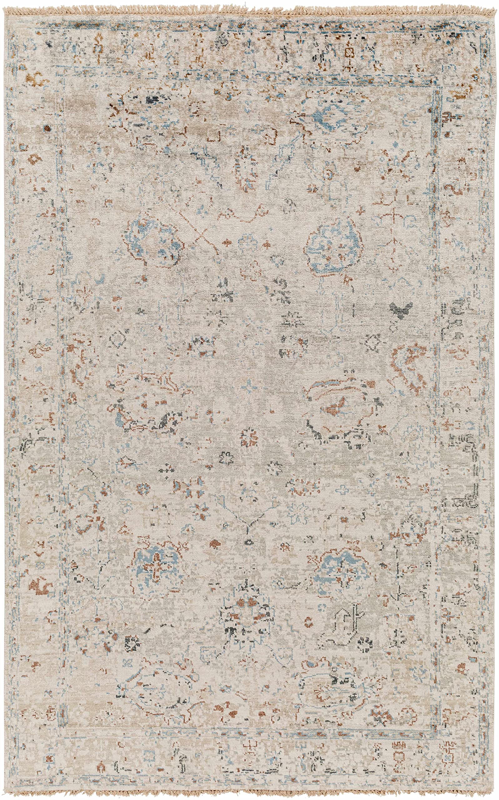 Hauteloom Gonzaga Traditional Area Rug 5' x 8' - Denim, Sky Blue, Dark Red - Perfect for Living Room & Bedroom Decor - Soft & Durable Handmade Rug for Home, Office, or Dorm