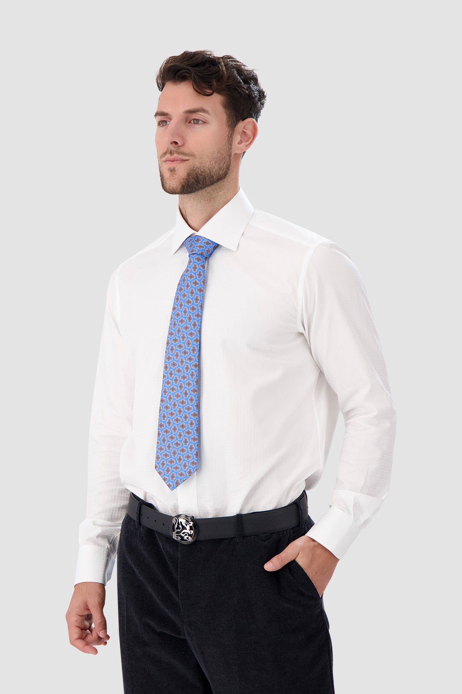 Luxury Kiton Blue Silk Tie for Men - Elegant Formal Necktie for Business, Weddings & Special Occasions