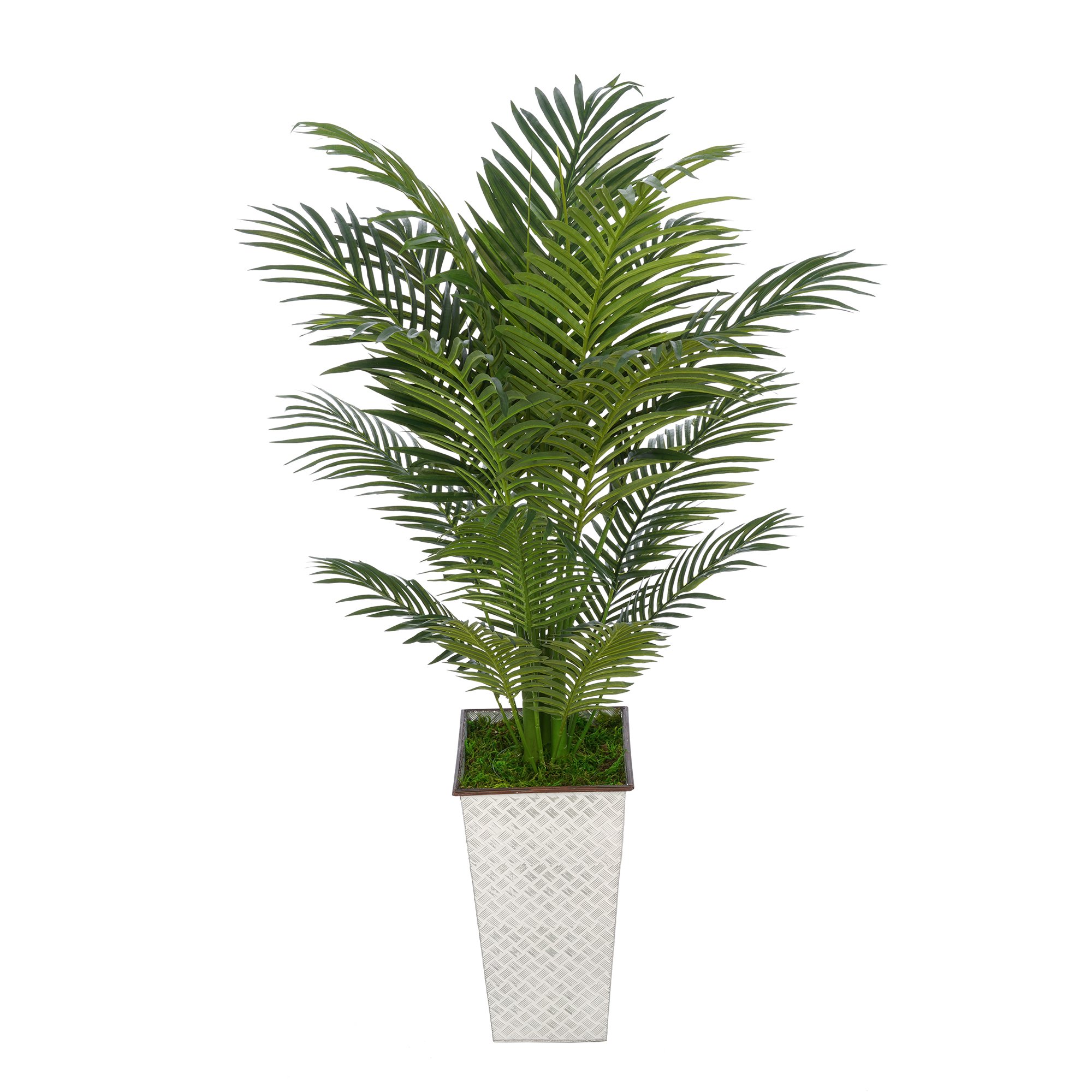 Premium 4.5ft Artificial Areca Palm Tree - Silk Houseplant in Decorative Metal Planter for Home Office Decor, Living Room, Bedroom & Indoor Greenery