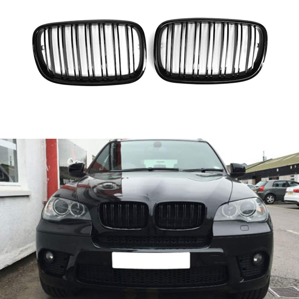2007-2013 BMW X5 X6 E70 E71 Gloss Black Front Kidney Grille Replacement - Upgrade Your SUV's Style for Daily Driving & Car Shows