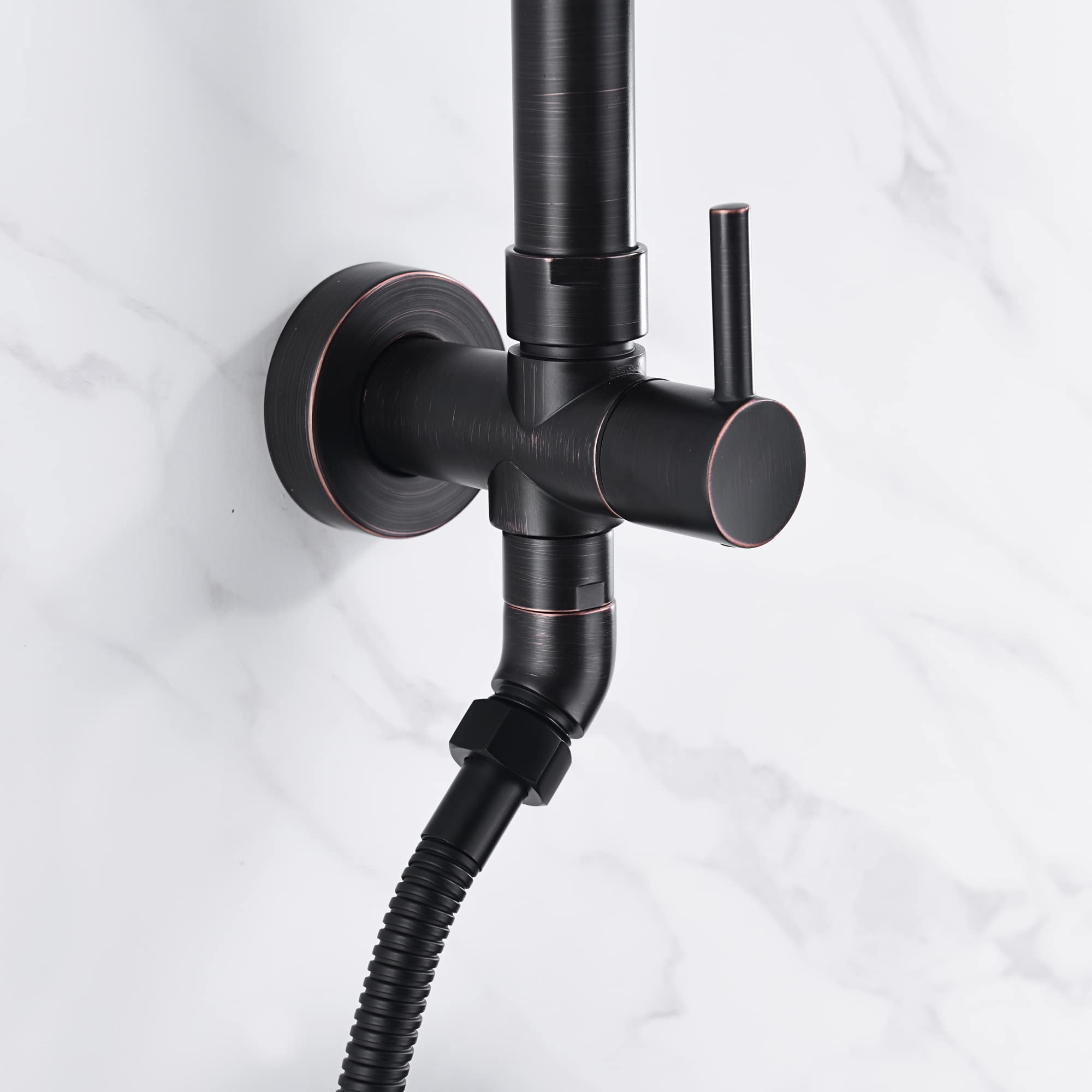 Oil Rubbed Bronze Shower System with 9 Inch Rainfall Shower Head - Easy Retrofit & Bathroom Remodel Solution for Vintage Style Bathrooms | Perfect for Spa-Like Experience and Modern Home Upgrades