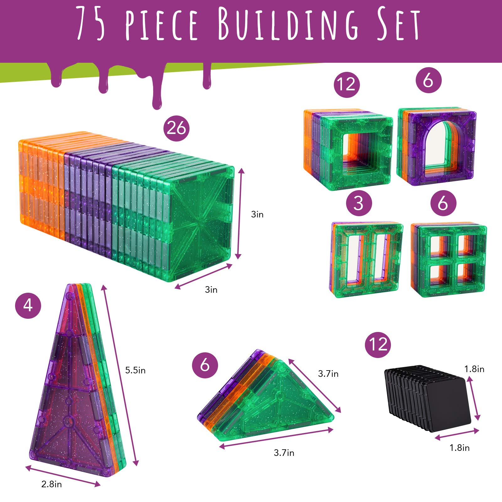 Creepy Archi Tiles - 100pc Magnetic Building Blocks Set for Kids with Bugs, Storage Bag, Stickers & Tweezers - STEM Educational Construction Toys for Toddlers - Perfect for Creative Play, Early Learning & Sensory Development