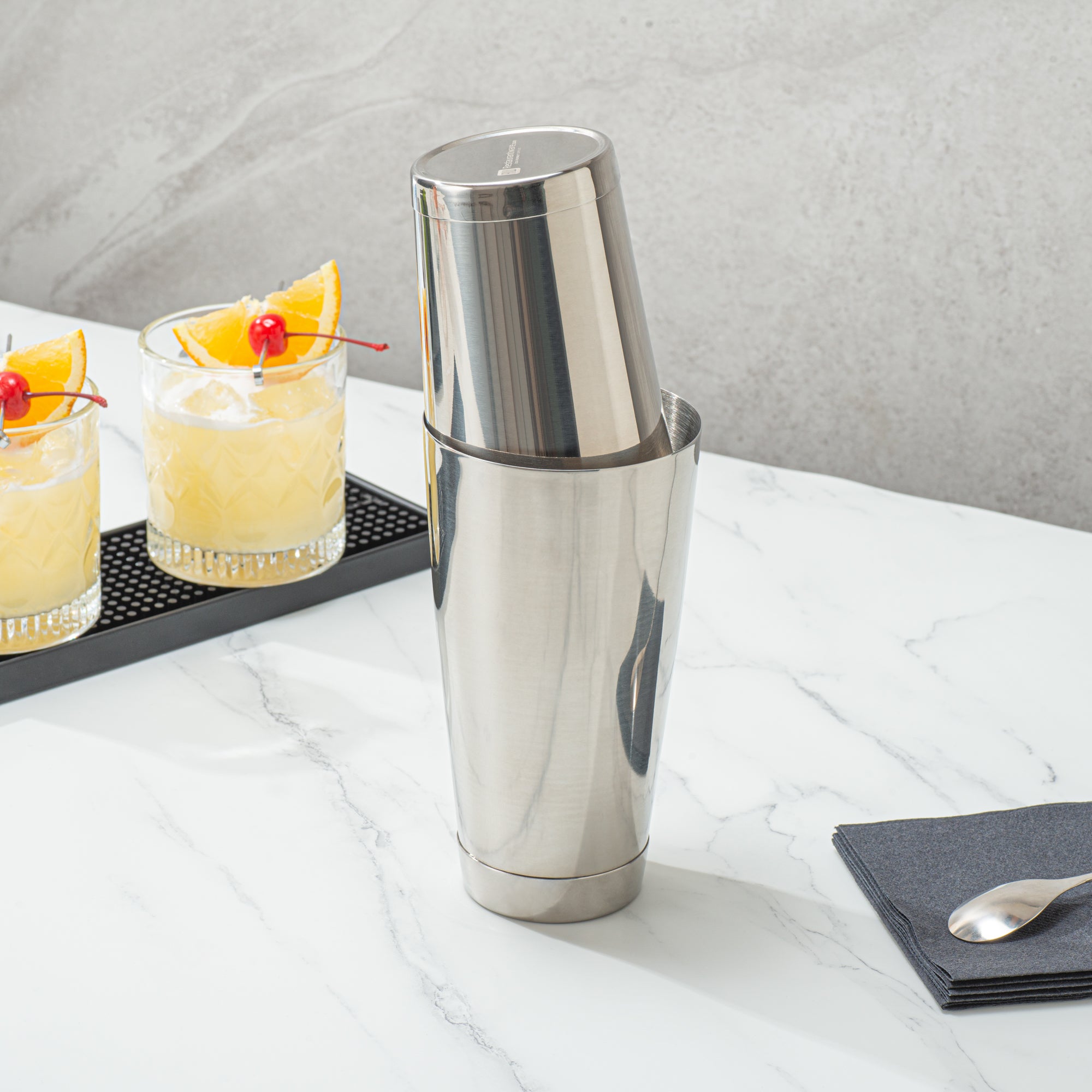 Premium 24 oz Stainless Steel Cocktail Shaker Set - Weighted Bar Mixer with Mirrored Finish (3.5